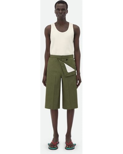 Bottega Veneta Compact Cotton Shorts - Green