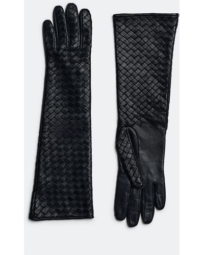 Bottega Veneta Midi Handschuhe Aus Intrecciato Leder - Schwarz