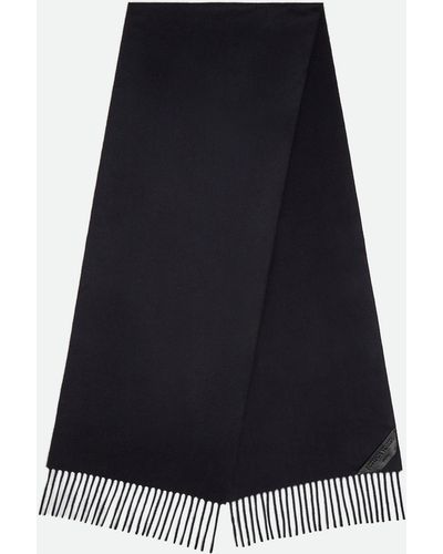 Bottega Veneta Cashmere Scarf With Bottega Leather Patch - Black