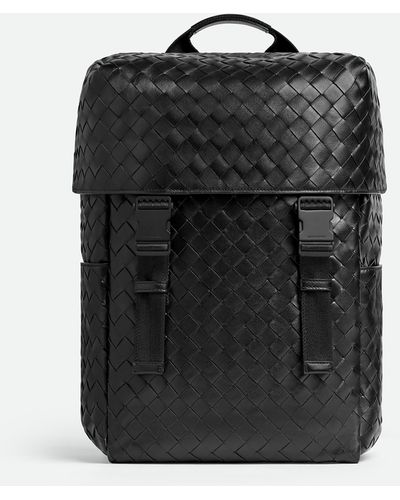 Bottega Veneta Intrecciato Flap Backpack - Black