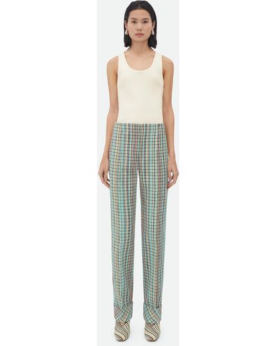 Bottega Veneta Cotton Check Trousers - Green