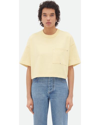 Bottega Veneta Jersey Cropped T-Shirt With V Pocket - White