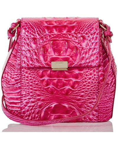 BRAHMIN Melbourne Collection Duxbury Pink Cosmo Leather Weekender Bag