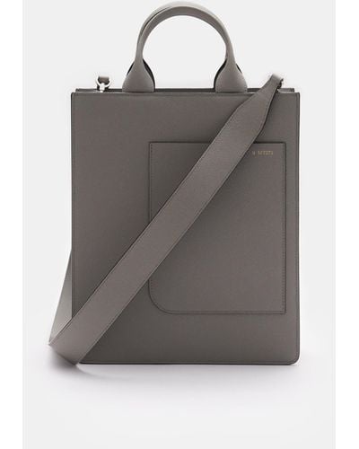 Valextra Tote Bag 'Boxy Top Handle Mini Bag' - Grau