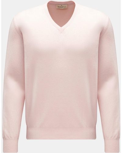 Bruno Manetti Cashmere V-Neck Pullover pastell - Pink