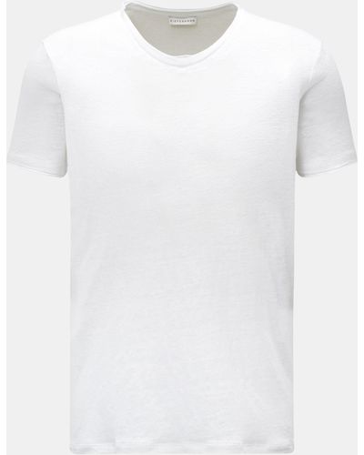 KIEFERMANN Leinen V-Neck T-Shirt 'Flynn' - Weiß