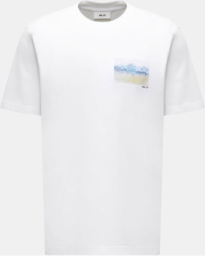 NN07 Rundhals-T-Shirt 'Adam Landscape' - Weiß