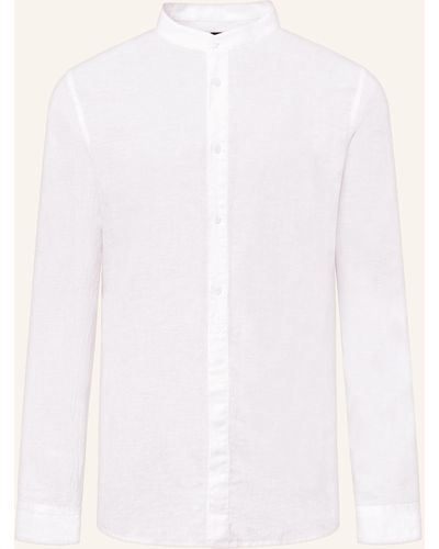 Strellson Hemd CONELL Comfort Fit mit Leinen und Stehkragen - Weiß