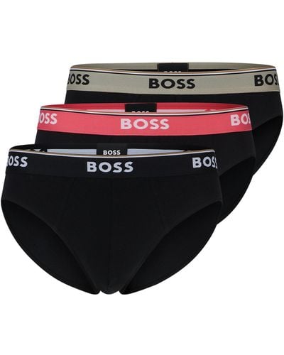 BOSS by HUGO BOSS Dreier-Pack Slips aus Stretch-Baumwolle mit Logo am Bund - Schwarz