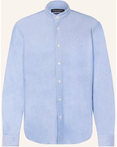 Marc O' Polo Hemd Regular Fit mit Stehkragen - Blau