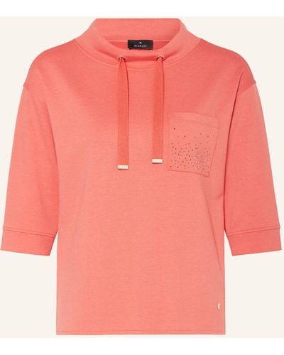 Monari Sweatshirt mit 3/4-Arm und Schmucksteinen - Pink