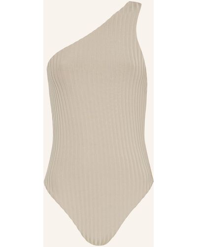 Calvin Klein One-Shoulder-Badeanzug ARCHIVE RIB - Weiß