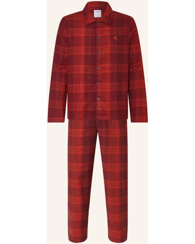Calvin Klein Schlafanzug aus Flanell - Rot