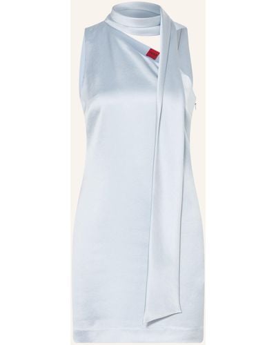 HUGO One-Shoulder-Kleid KALIYA aus Satin - Blau