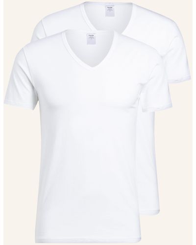 CALIDA 2er-Pack V-Shirts NATURAL BENEFIT - Weiß