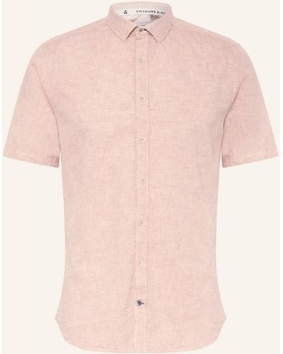 COLOURS & SONS Kurzarm-Hemd Regular Fit mit Leinen - Pink