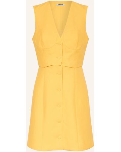 Sandro Kleid mit Leinen - Gelb