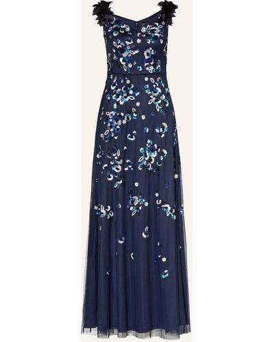 Adrianna Papell Abendkleid mit Pailletten und Zierperlen - Blau