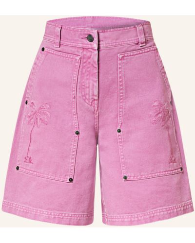 Palm Angels Jeansshorts mit Stickereien - Pink
