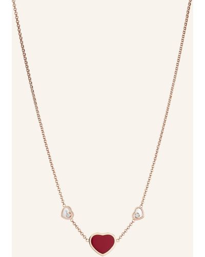 Chopard Halskette HAPPY HEARTS Halskette aus 18 Karat Roségold, Diamanten und roter Stein - Mettallic