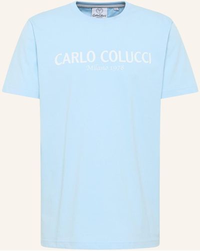 carlo colucci T-Shirt mit Logoprint DI COMUN - Blau