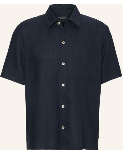 Marc O' Polo Kurzarm-Hemd Regular Fit aus Leinen - Blau