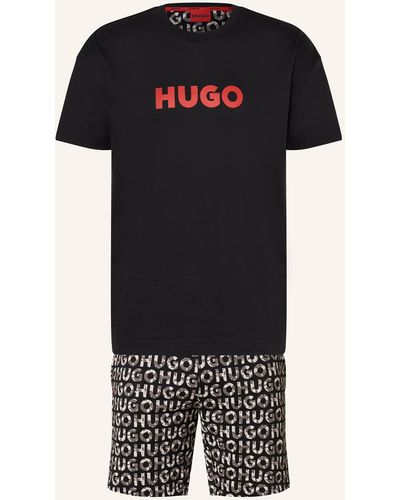 HUGO Shorty-Schlafanzug CAMO LOGO - Schwarz