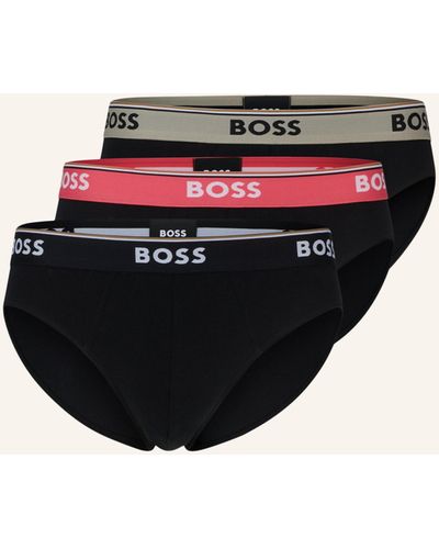 BOSS Dreier-Pack Slips aus Stretch-Baumwolle mit Logo am Bund - Schwarz