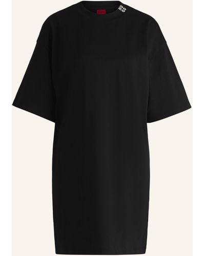 HUGO Jersey-Kleid NAMAUI Oversize Fit - Schwarz