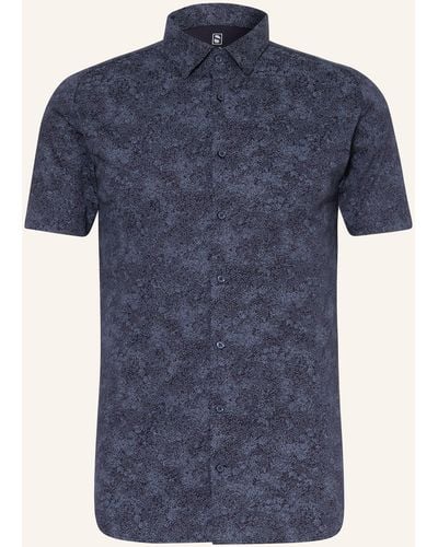 DESOTO Kurzarm-Hemd Slim Fit aus Jersey - Blau