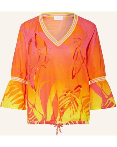 Sportalm Blusenshirt mit Schmuckperlen und 3/4-Arm - Orange