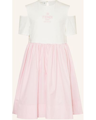 Fendi Cold-Shoulder-Kleid im Materialmix - Pink