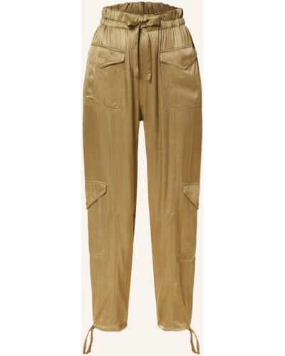 Ganni Cargohose aus Satin - Natur