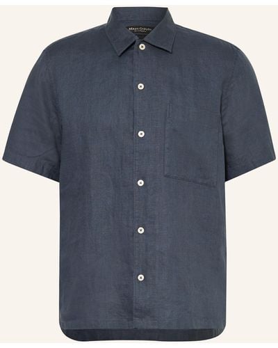 Marc O' Polo Kurzarm-Hemd Regular Fit aus Leinen - Blau