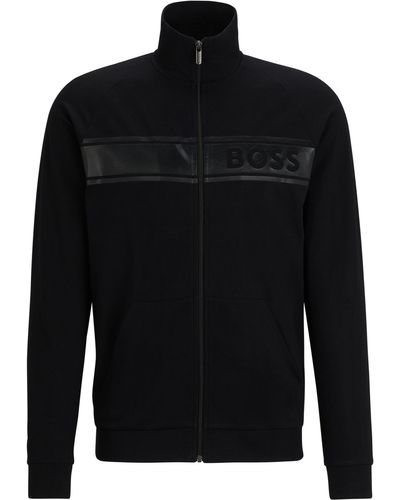 BOSS Sweatjacke Authentic Jacket Z mit hohem Stehkragen - Schwarz