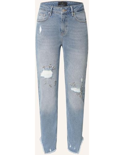 Monari Skinny Jeans mit Schmucksteinen - Blau