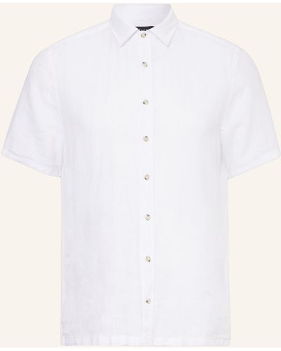 maerz muenchen Kurzarm-Hemd Modern Fit aus Leinen - Weiß