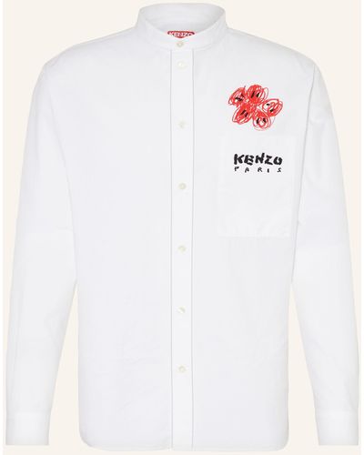 KENZO Hemd Regular Fit mit Stehkragen - Weiß