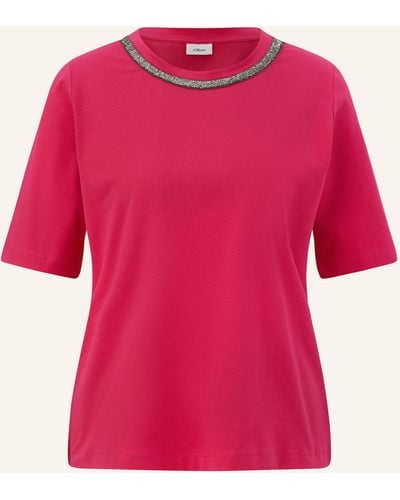 S.oliver T-Shirt mit Schmucksteinen - Pink