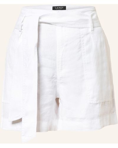 Lauren by Ralph Lauren Paperbag-Shorts aus Leinen - Weiß