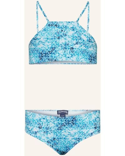 Vilebrequin High-Neck-Bikini FLOWERS TIE & DYE - Blau