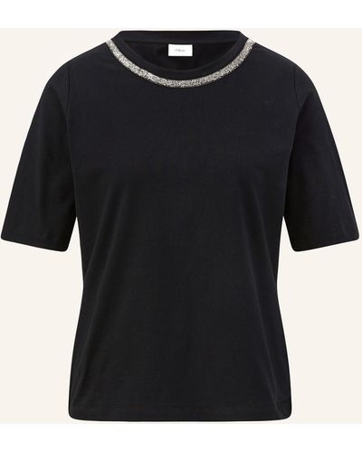 S.oliver T-Shirt mit Schmucksteinen - Schwarz