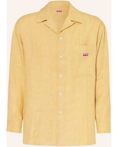 KENZO Resorthemd Comfort Fit aus Leinen - Gelb