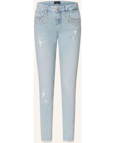 Monari Skinny Jeans mit Schmucksteinen - Blau