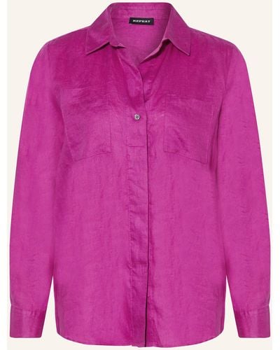 Repeat Cashmere Hemdbluse aus Leinen - Pink