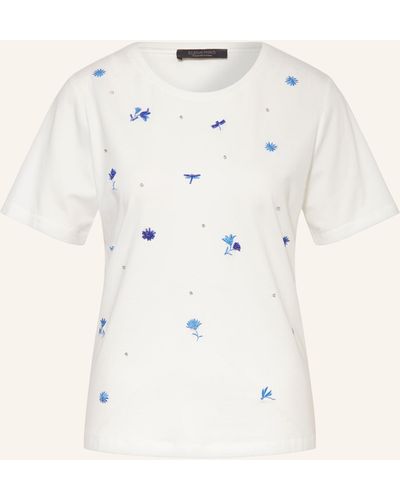 Elena Miro T-Shirt mit Schmucksteinen - Natur