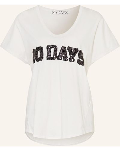 10Days T-Shirt mit Pailletten - Natur
