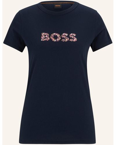 BOSS T-Shirt C_ELOGO_PRINT6 Regular Fit - Blau
