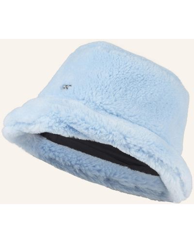 Ganni Bucket-Hat aus Teddyfell - Blau
