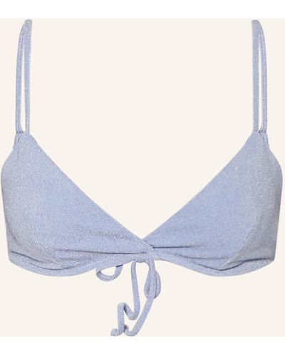 Samsøe & Samsøe Triangel-Bikini-Top ALYSSA mit Glitzergarn - Blau
